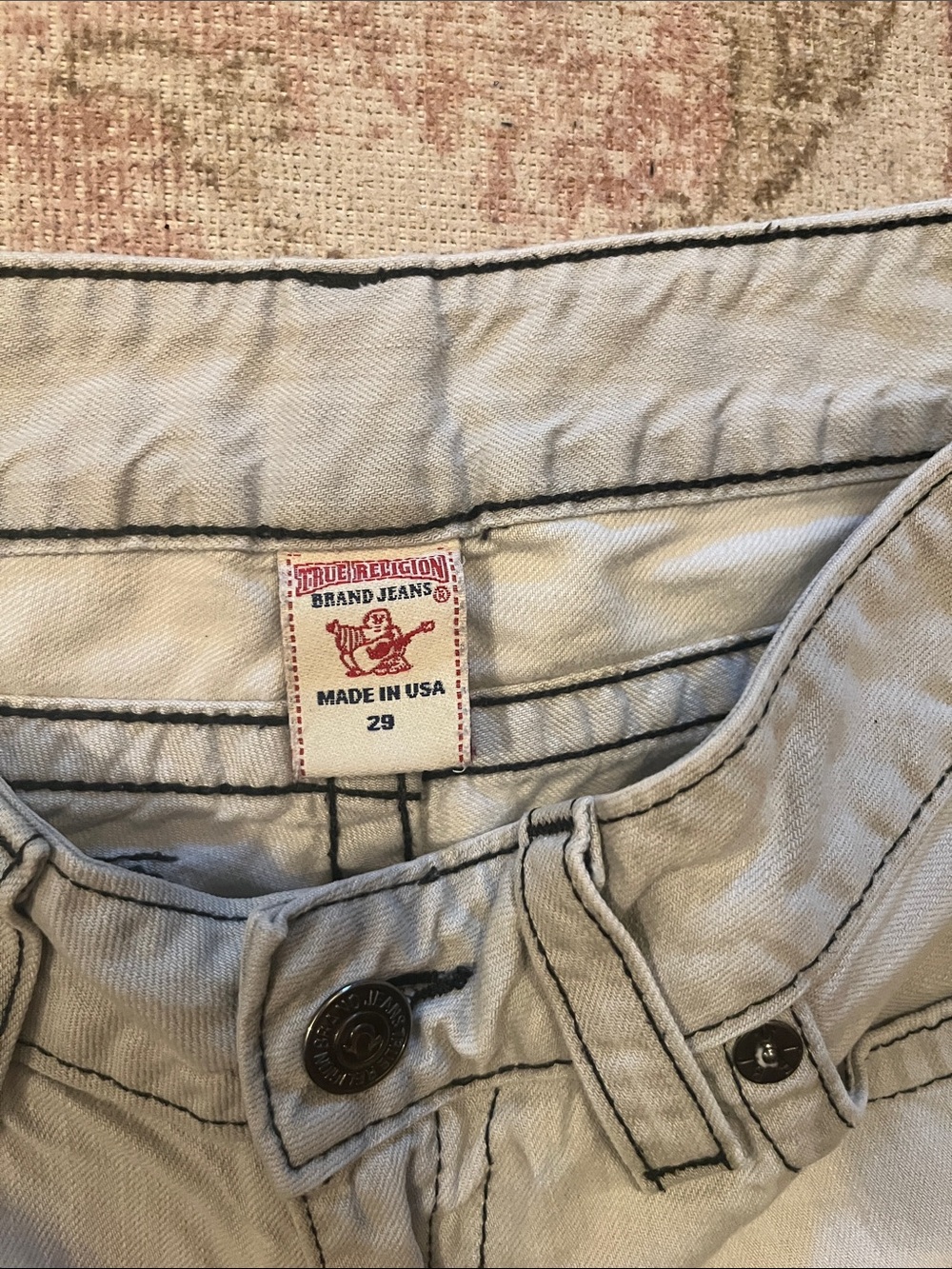 True Religion- Joey- Grey Distressed Denim Cutoff Shorts - Picture 4 of 6